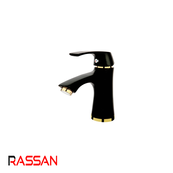 شیر روشویی مشکی طلایی راسان لوتوس