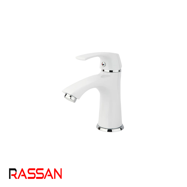 شیر روشویی سفید کروم راسان لوتوس